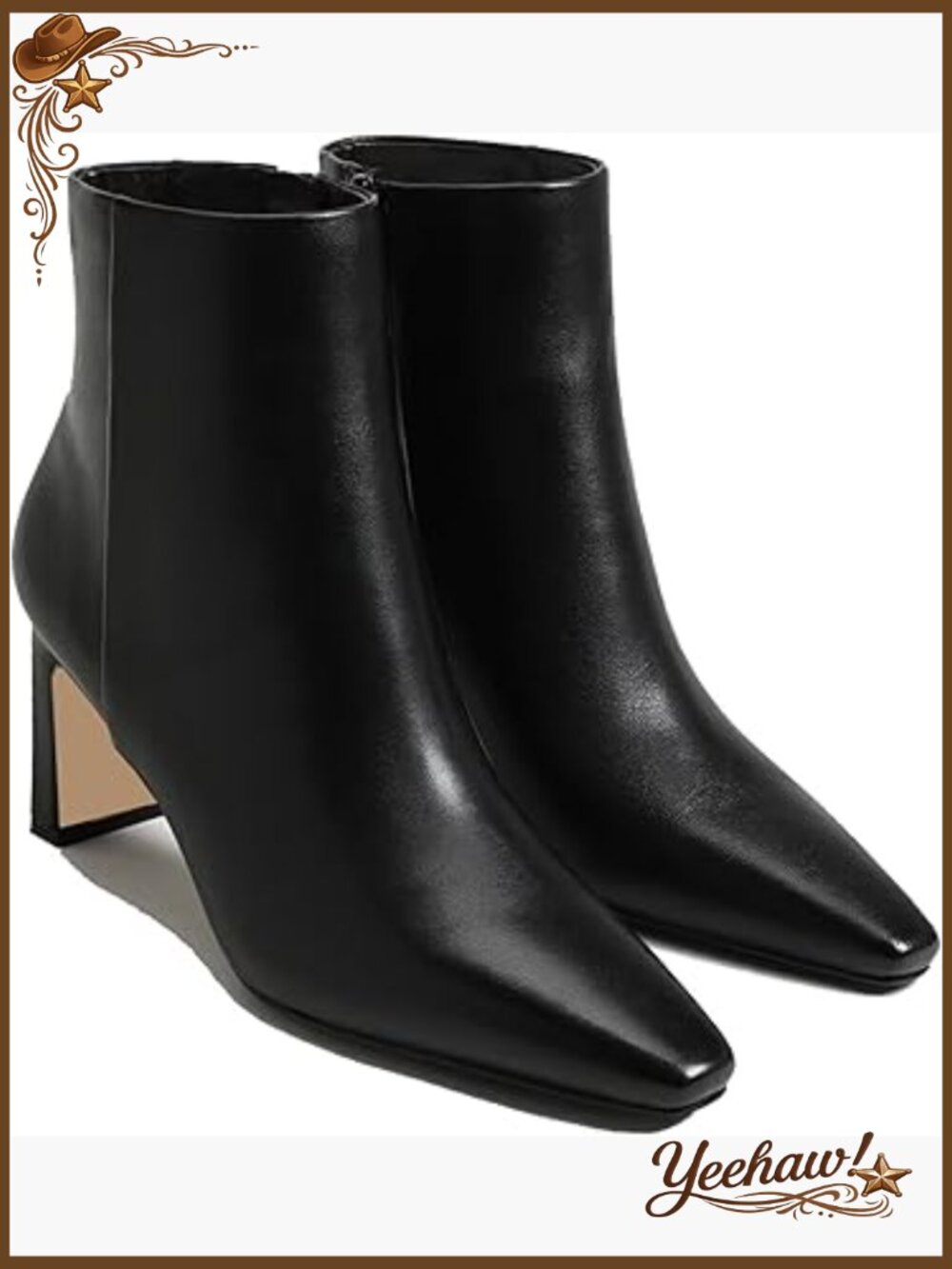 Women's Chunky Heel Ankle Boots Square Toe Side Zipper Winter Booties